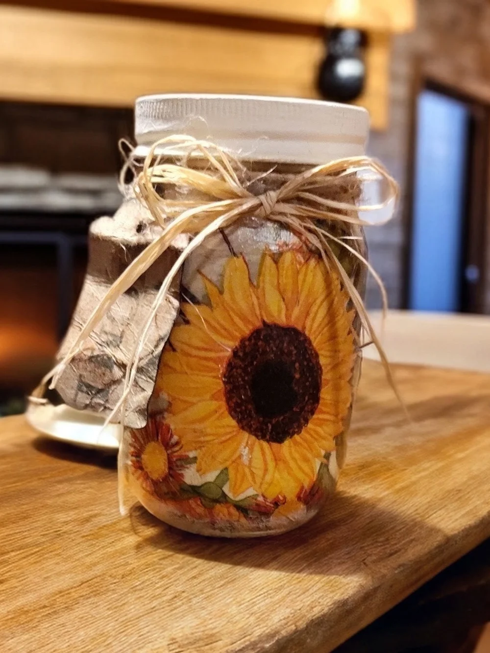 Sunflower Mason Jar Décor - Rustic Yellow Home Party Accent